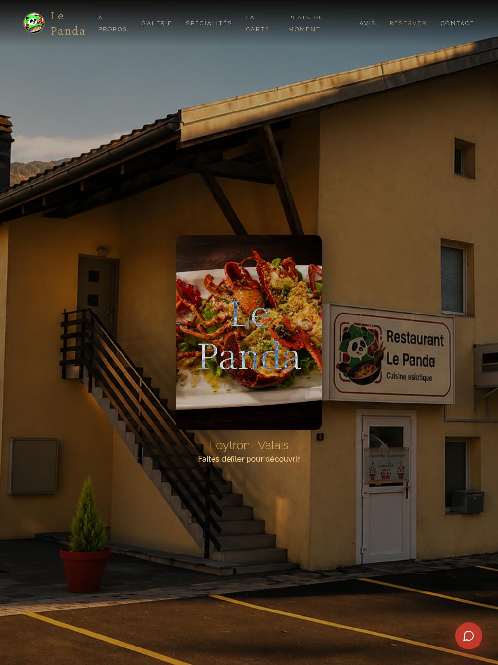 Site internet restaurant Valais — Le Panda, aperçu tablette